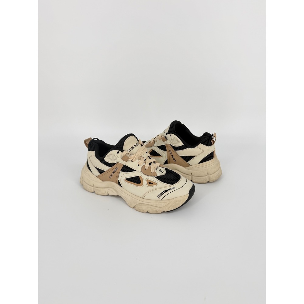 Steve Madden Clydie Bone Tan Black Chunky Platform Sneakers CLDE01S1 Size 8M - Picture 2 of 10
